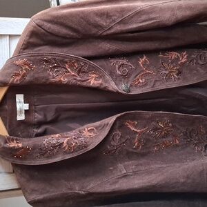Coldwater Creek leather brown jacket in G.U.C
